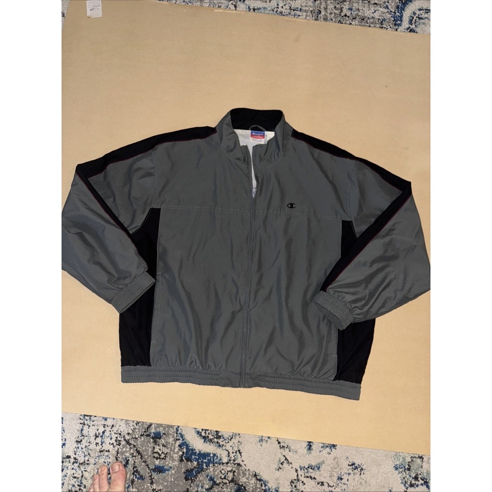 CHAMPION Windbreaker Track Jacket Men's XL Gray Coat Full Zip Sweater - Picture 3 of 7